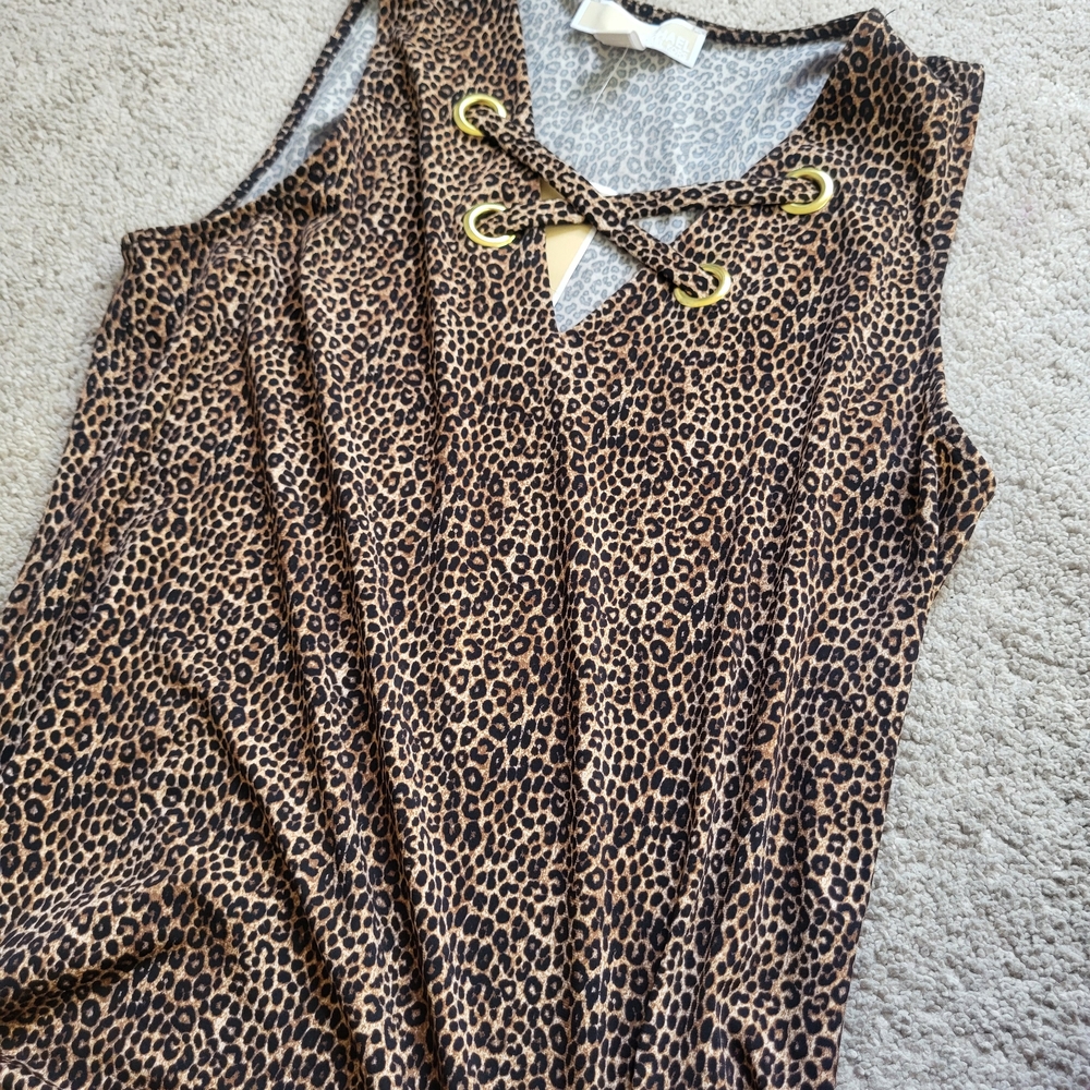 Michael Kors Dark Camel Leopard Print Top